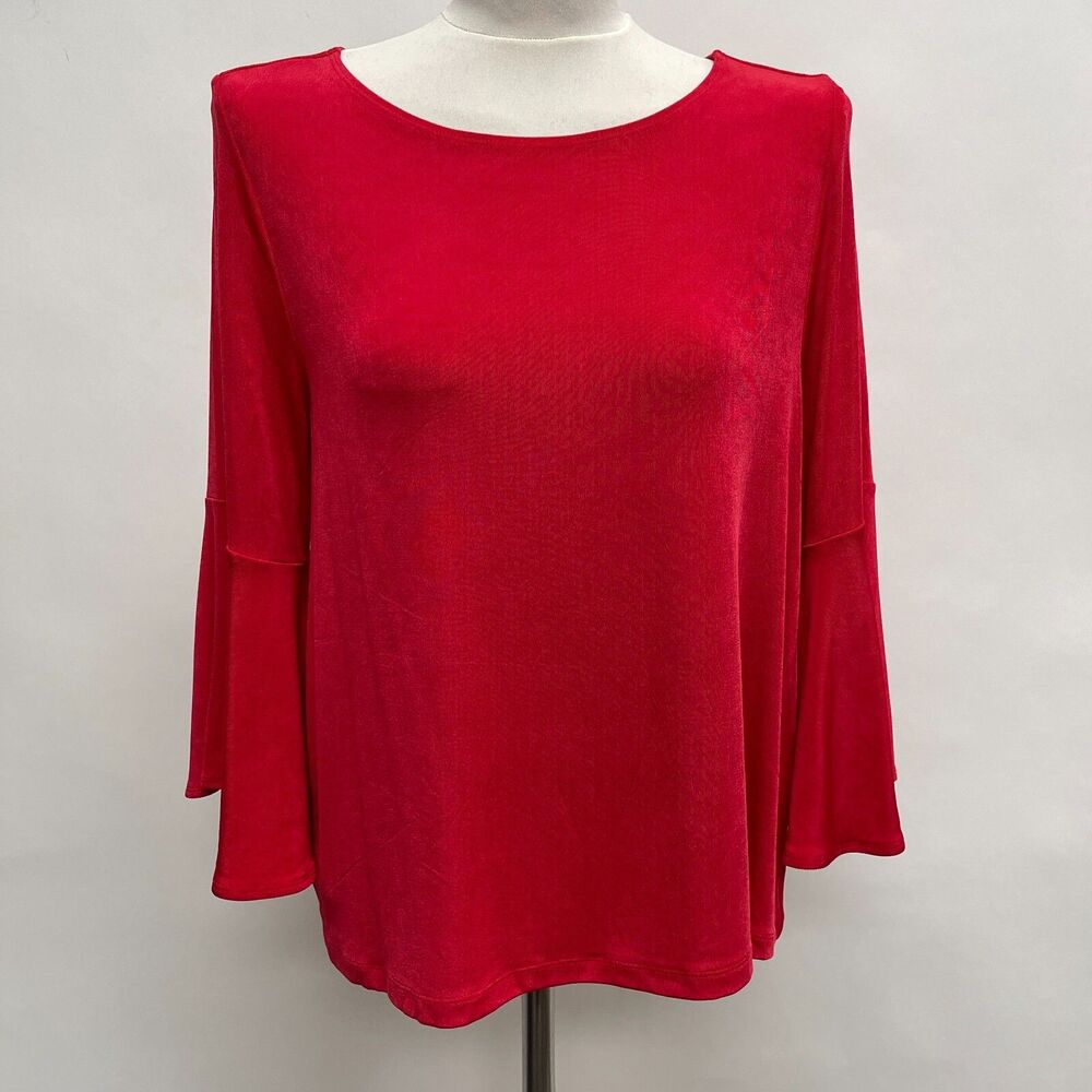 Chico's Women's Top Size 1 Medium 8 Red Bell‎ Sleeves